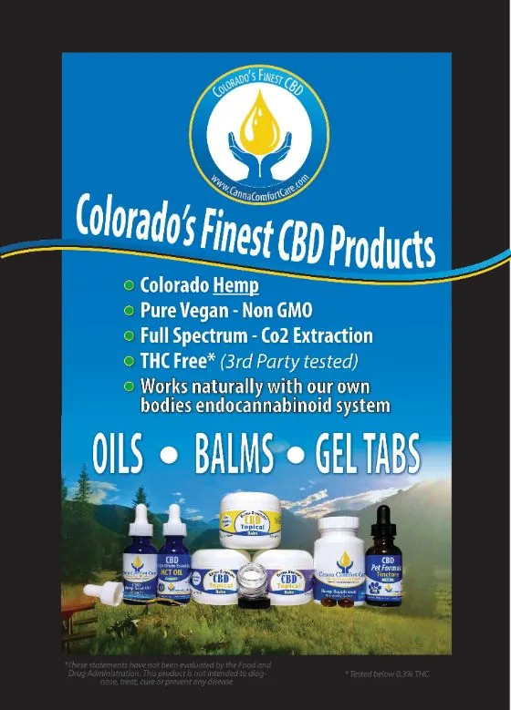 Canna Comfort Care product poster designed by Jeremy Benisek, showing the full product line.
